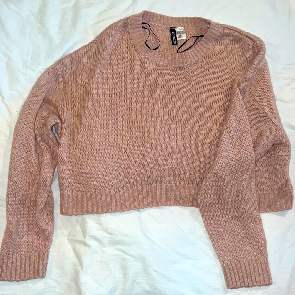 Divided by H&M Cropped Pink Sweater, Size Large